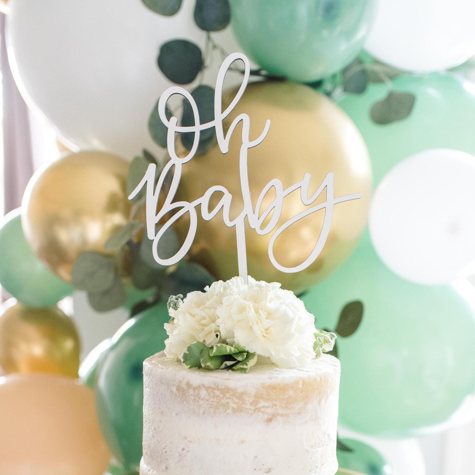 thumbnail image 2 of Oh Boy! Gold Glitter Cake Topper - Perfect For Gender Reveal Parties & Baby Showers 2 of 9