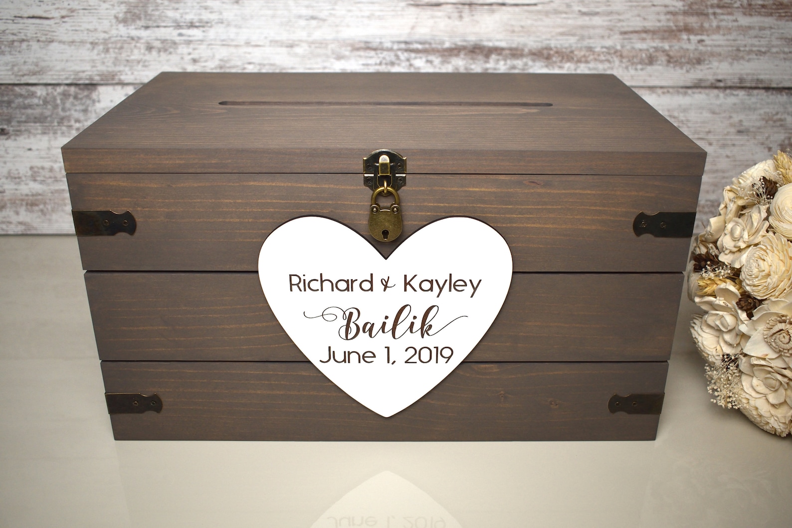 Wood Wedding Card Box With Slot Large Wedding Card Box With Etsy