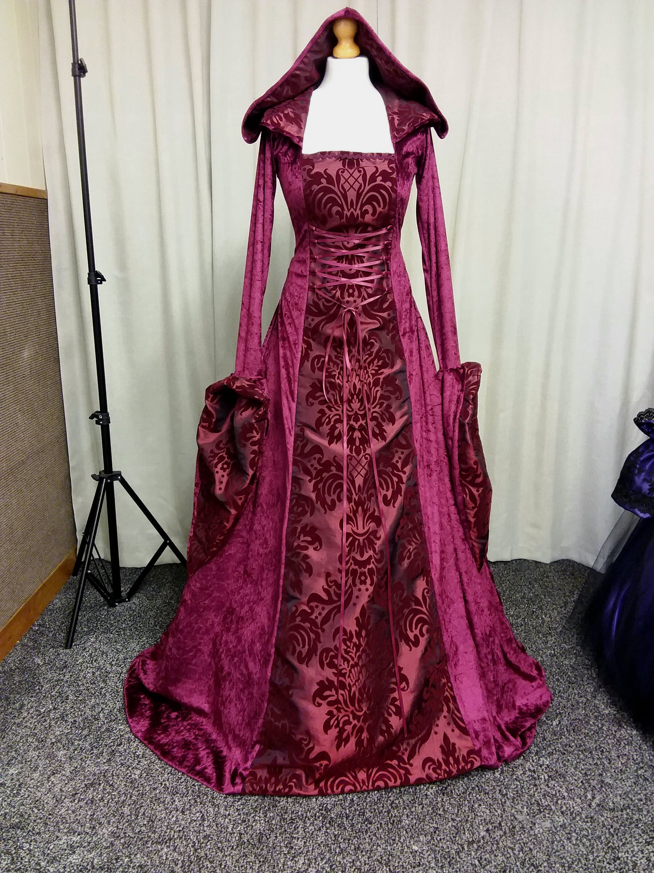burgundy medieval dress