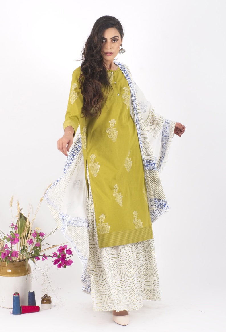 Mehendi Cotton Sharara Set