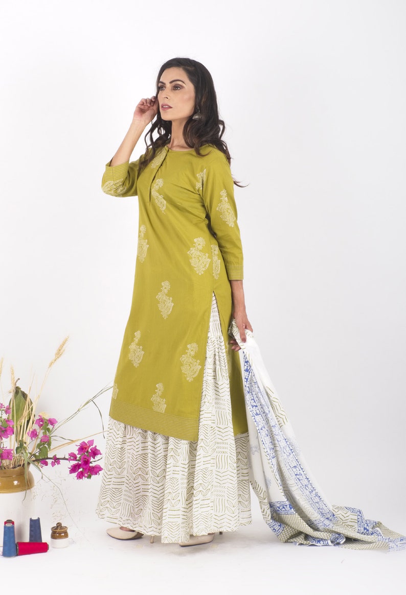 Mehendi Cotton Sharara Set