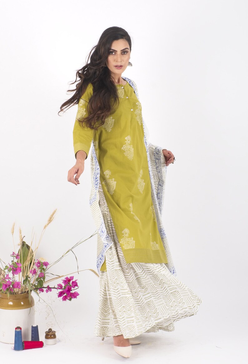 Mehendi Cotton Sharara Set