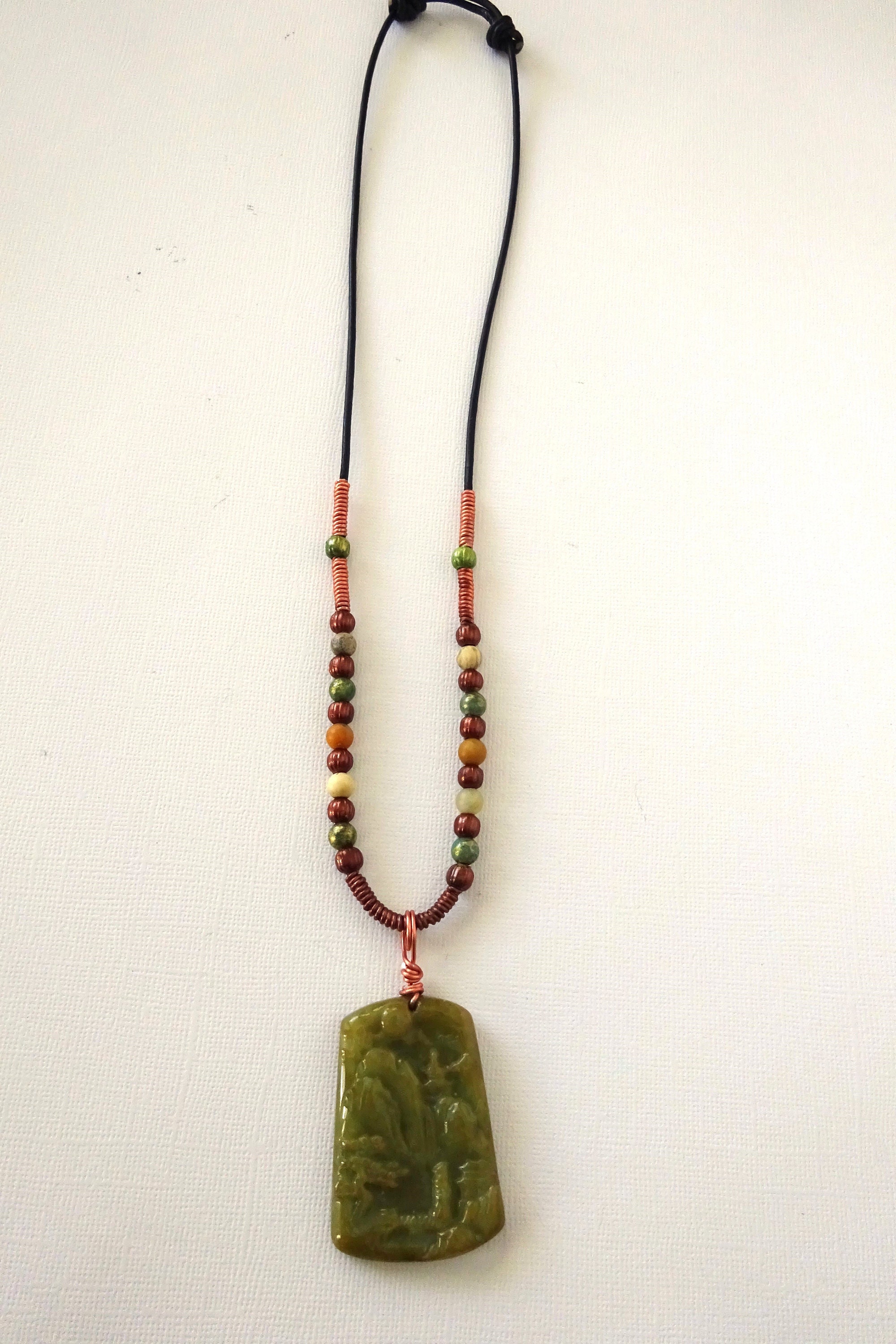 Burma Jadeite Necklace, Real Jade Necklace, Carved Jade Pendant, Green