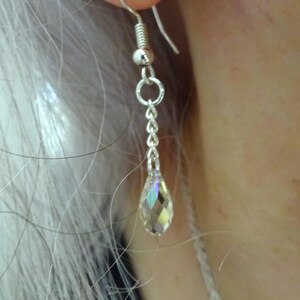 Aurora Borealis Earrings, April Birthstone Earrings, Sterling Silver, Delicate Iridescent Earrings, Crystal Drop Earrings, Rainbow Earrings