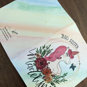 Prénom aquarelle, carte de visite personnalisée aquarelle pour bébé 5 "x 7" personnalisable, aquarelle mignonne
