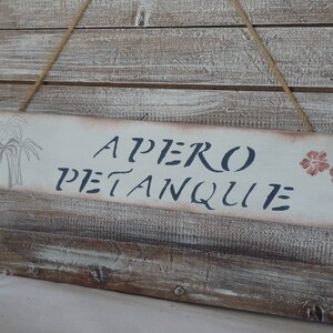 "Pétanque, aperitif" sign, decorative sign, directional, palm trees, holidays, gift