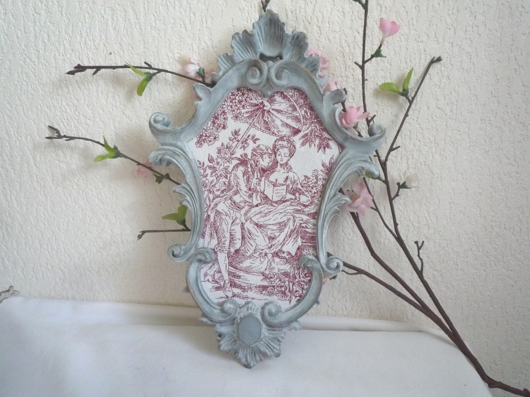 Rococo Frame With Toile De Jouy Pattern, Patinated, Rustic Decor - Etsy