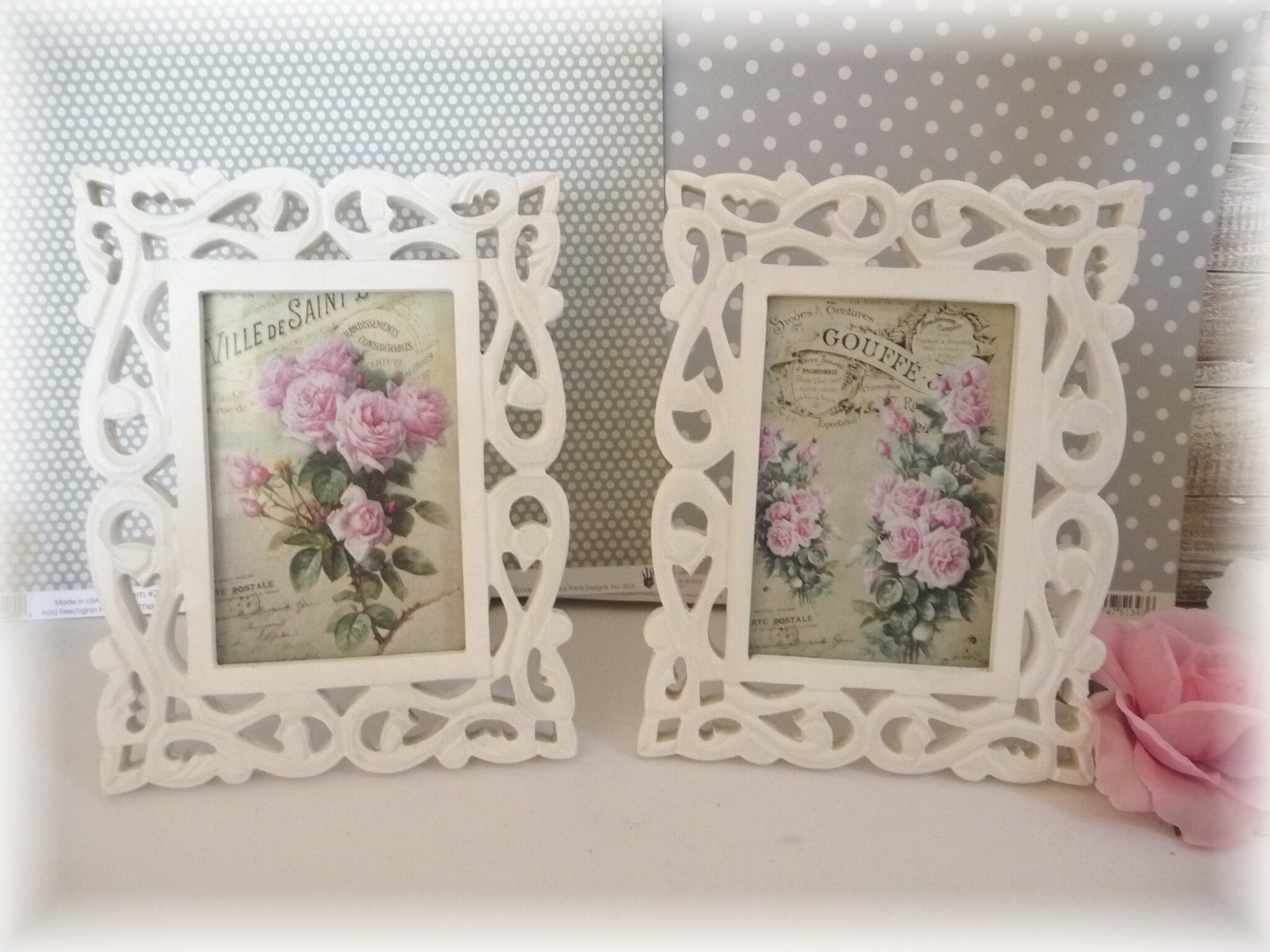 Deux Jolis Cadres Shabby, Romantiques, Vintage, Tableaux Rétro