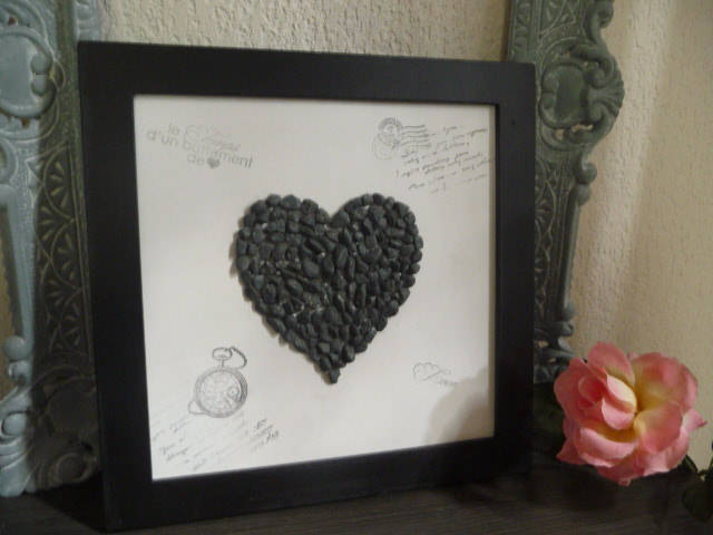 Cadre de Tout Mon Coeur en Petites Pierres