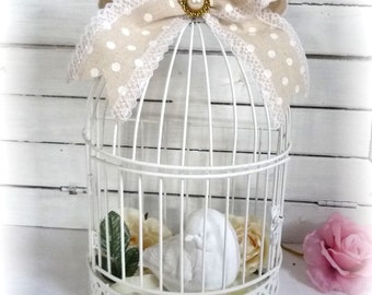 Cage à oiseaux, mariage, déco, déco florale, demi cage, oiseau, fleurs, fait main