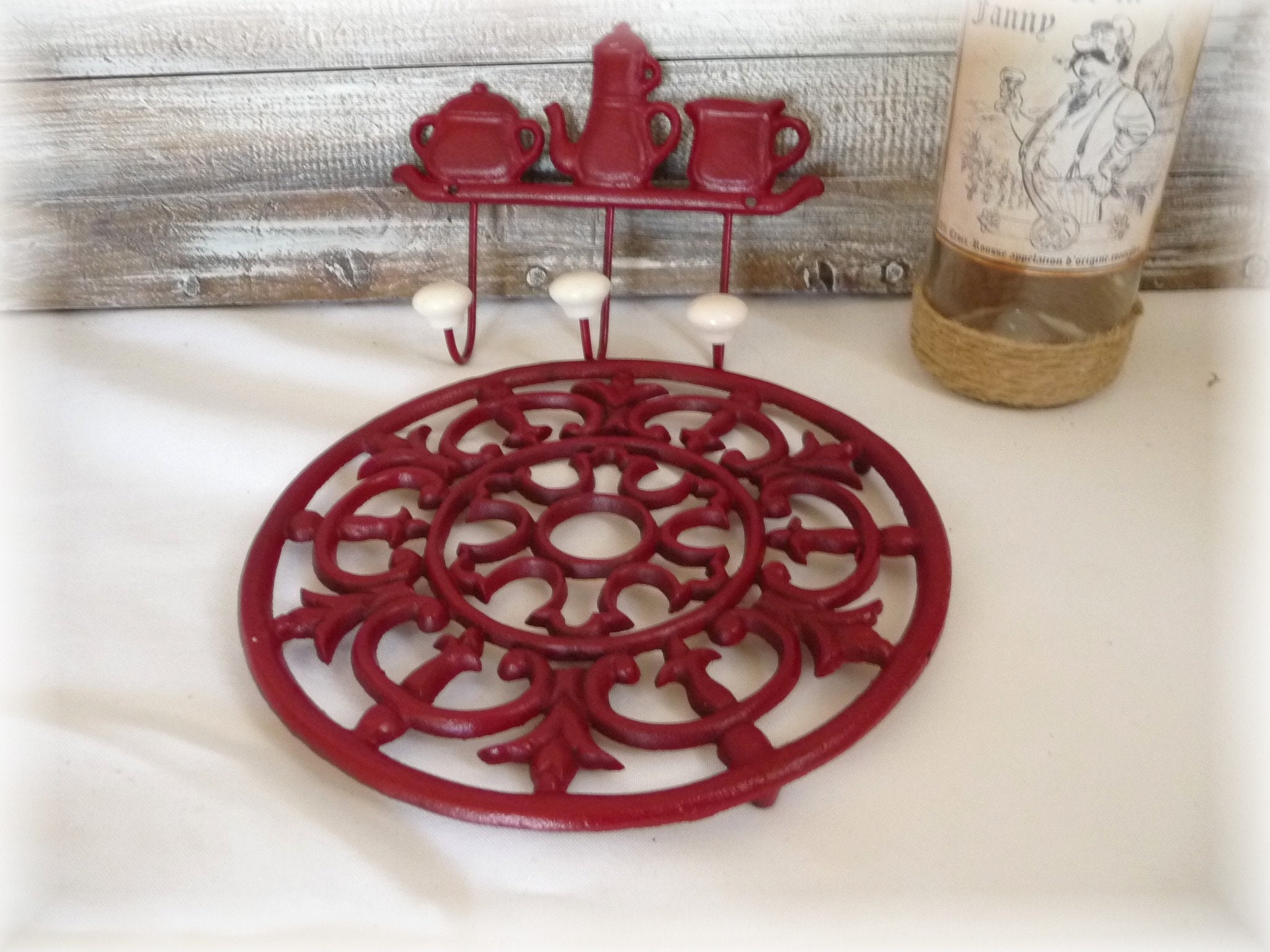 Ensemble Cuisine, Dessous de Plat, Fonte, Accroche Torchons, Fonte Français, Cuisine Chic