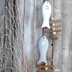 Driftwood fish hanging garland, sea atmosphere, wall decoration, handmade
