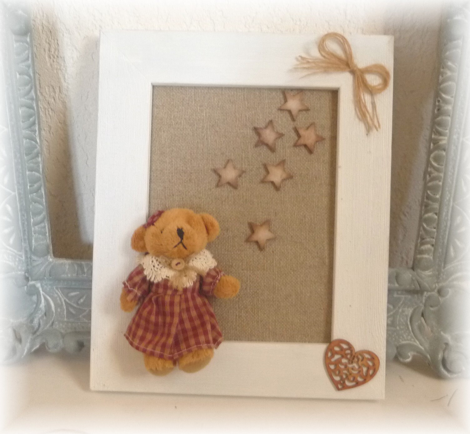 Cadre Enfant, Ourson, Déco Chambre, Vintage, Étoiles, Nature