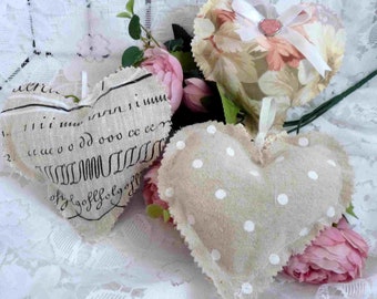 Lot of 3 fabric hearts, door decoration, gift, romantic