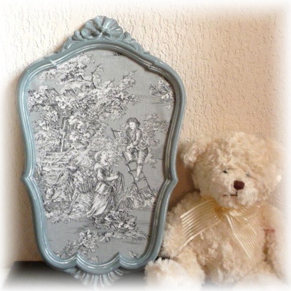 Cadre  romantique toile de jouy , cadre vintage, scène champêtre