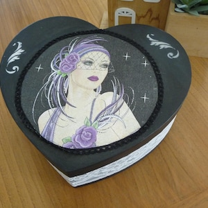 Boite rangement, " les années folles "lingerie, chapeau, coeur, boite carton, fait main, féminin, élégant