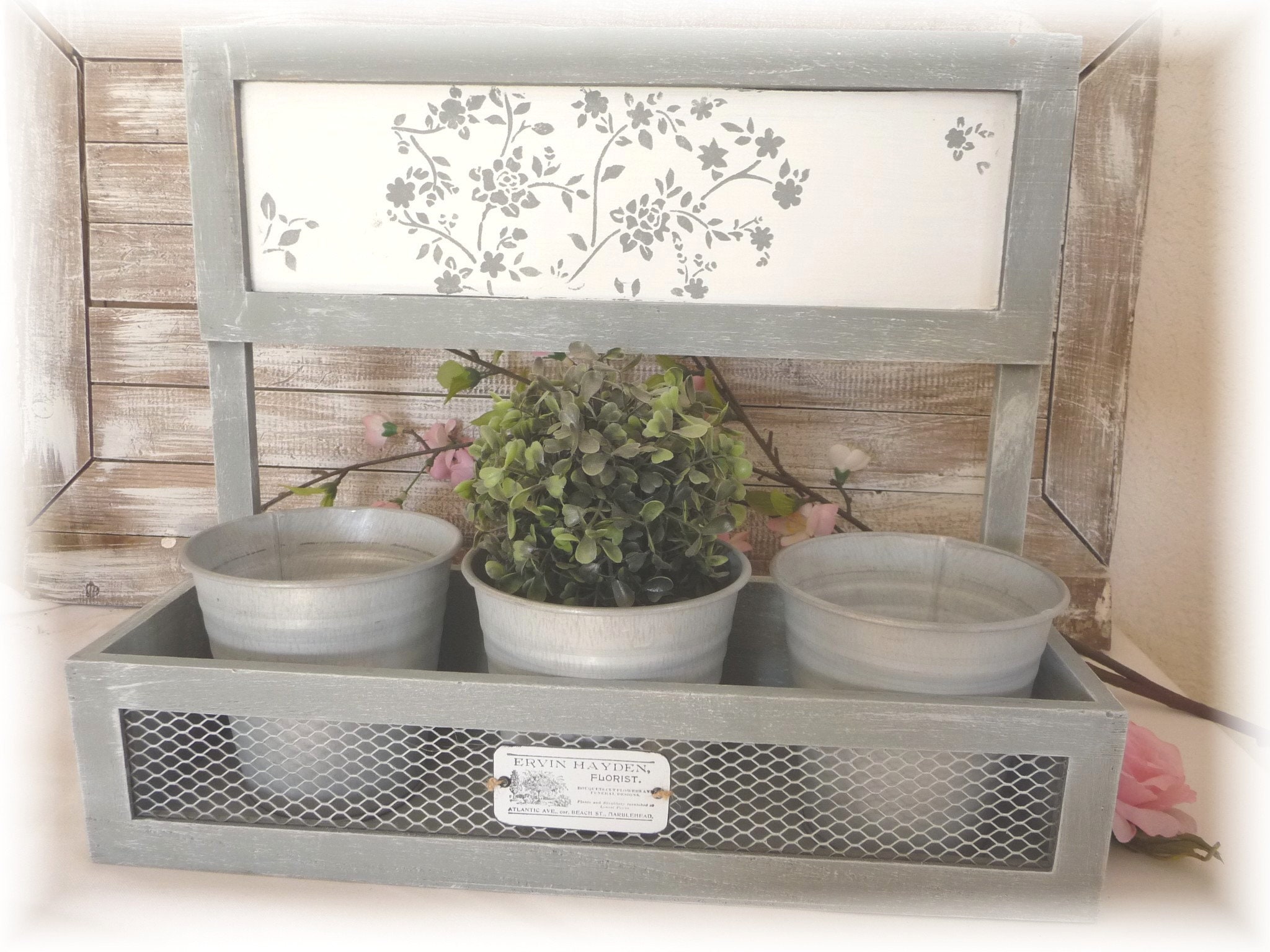 Etagère Pour Plantes, Jardinière, Porte Plantes , Style Shabby, Fleurs, Fait Main