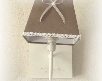 Applique murale de style shabby chic avec abat jour taupe/marron, fait main, luminaire