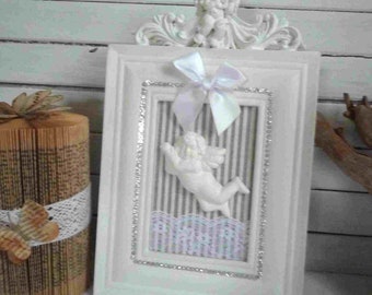 Adorable romantic frame "an angel passes", vintage frame, shabby