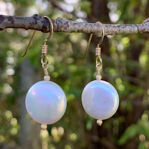 Freshwater Coin Pearl Gold Fill Earrings #AVEN1827