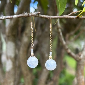 Rainbow Moonstone Gold Fill Earrings #AVEN22179