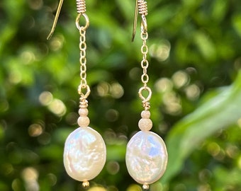 Freshwater Pearl Gold Fill Earrings #AVEN2398