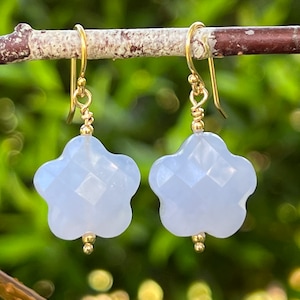 Blue Lace Agate Star Gold Fill earrings #AVEN2399