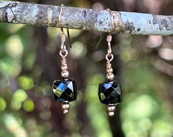 Black Spinel Rose Gold Fill Earrings #AVEN2412