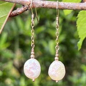 Freshwater Pearl Rose Gold Fill Earrings #AVEN2330