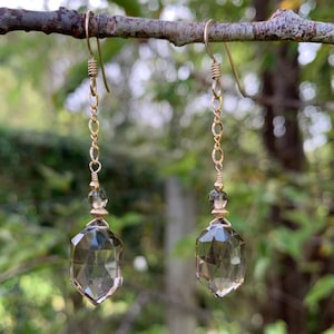 Smokey Quartz Gold Fill Earrings #AVEN1924