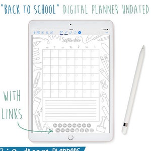 Undated Portrait Digital Planner &quot;Back to School&quot;