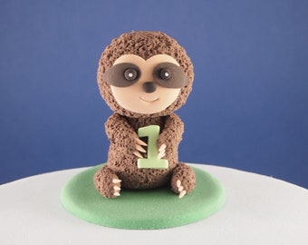 Baby Sloth Cake Topper, Sloth Figurine, Baby Shower Cake Topper, Customised Sloth Birthday Cake Topper, Clay Sloth, 1st Birthday Cake topper