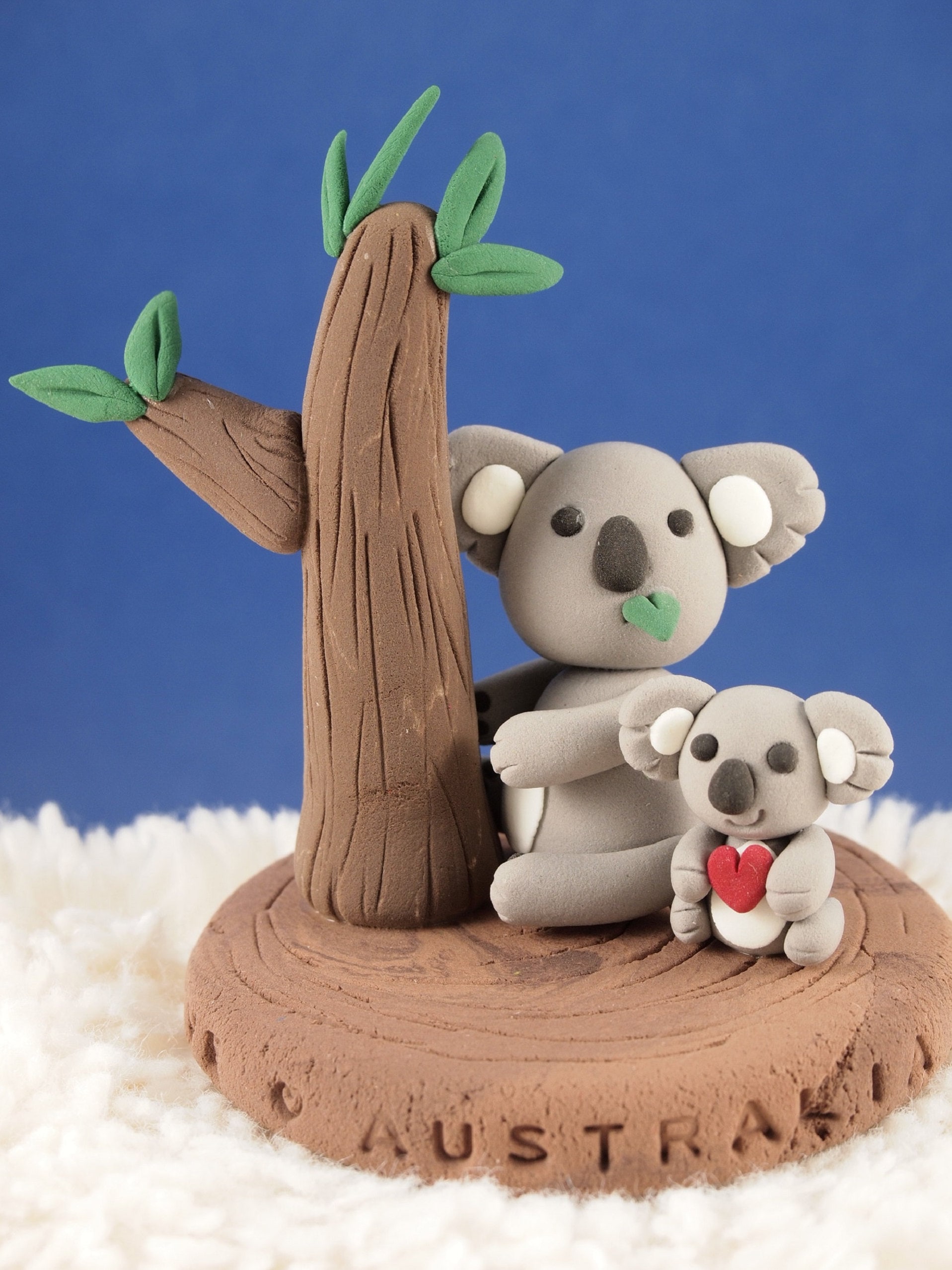 Clay Koala Figurine, Australia Native Animal Figurine, Koala Cake