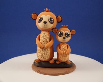 Meerkats Cake Topper, Meerkat Figurine, Clay Meerkat Decor, Baby Meerkat Cake topper, Keepsake Cake Topper, Meerkat Pup, Meerkat Party