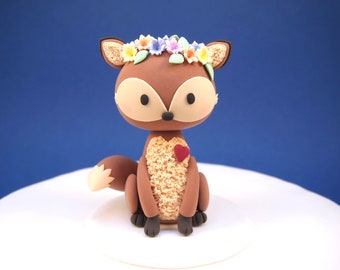 Woodland Fox Cake Topper, Keepsake Fox Cake Topper, Woodland Animal Cake Topper, Boho Style Baby Shower, Clay Fox Figurine, Boho Fox, Animal