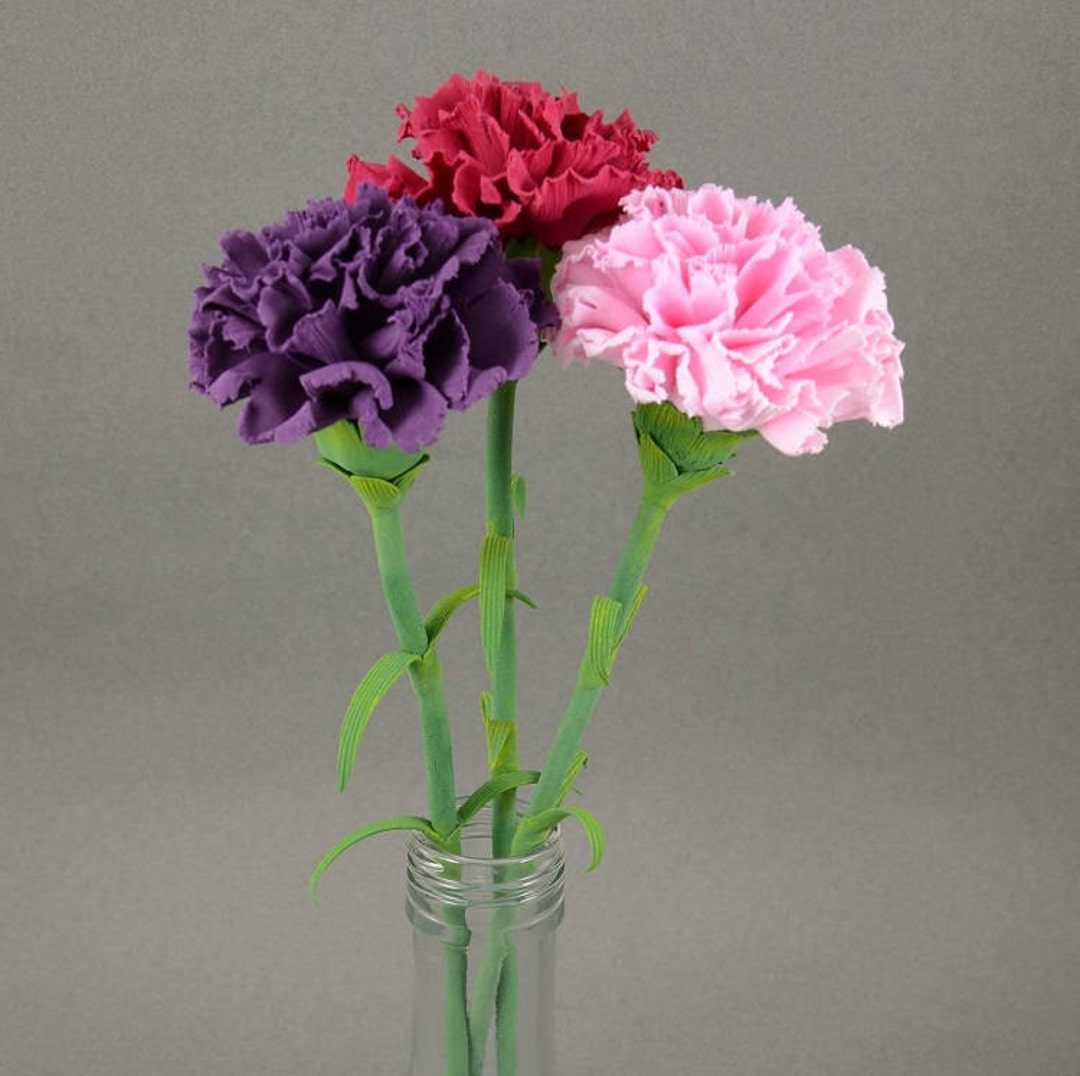 Handmade Clay Carnation, Air Dry Clay Carnation, Handmade Mothers Day Gift, Gift for MIL, Gift ...