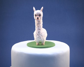 Alpaca Cake Topper, Keepsake Alpaca Cake Topper, Alpaca Birthday Cake Topper, Customise Birthday Cake Topper, Alpaca Clay Figurine, Farm