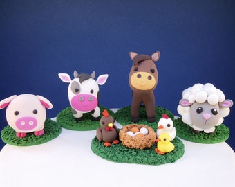 Farm Animals Cake Topper, Cow Cake Topper, Horse Cake Topper, Sheep Cake Topper, Pig Cake Topper, Chicken Cake Topper, Keepsake Cake Toppers