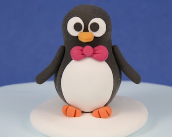 Penguin Cake Topper, Penguin Figurine, Baby Shower Topper, Keepsake Cake Topper, Air Dry Clay Penguin, Penguin Wedding, Birthday Cake topper