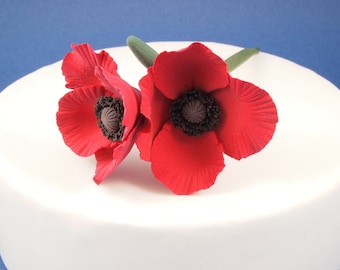 Anzac Day Poppy, Remembrance Day Poppy, Anzac Day Decoration, Lest We Forget, Handmade Clay Poppy, Air Dry Clay Poppy, Red Poppy, Clay Poppy