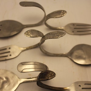 large spoon fork silver hook upcycled recycled silverware