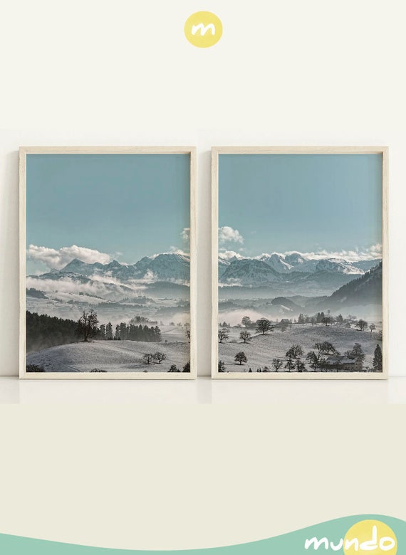 Mountain Wall Art Prints Printable Forest Print Set of 2 - Etsy