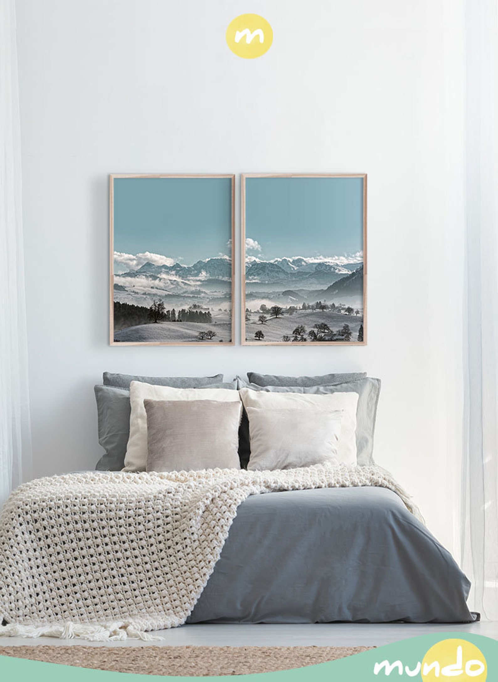 Mountain Wall Art Prints Printable Forest Print Set of 2 - Etsy