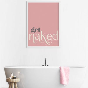 Get naked wall decor Bathroom rules Funny bathroom art print | Etsy