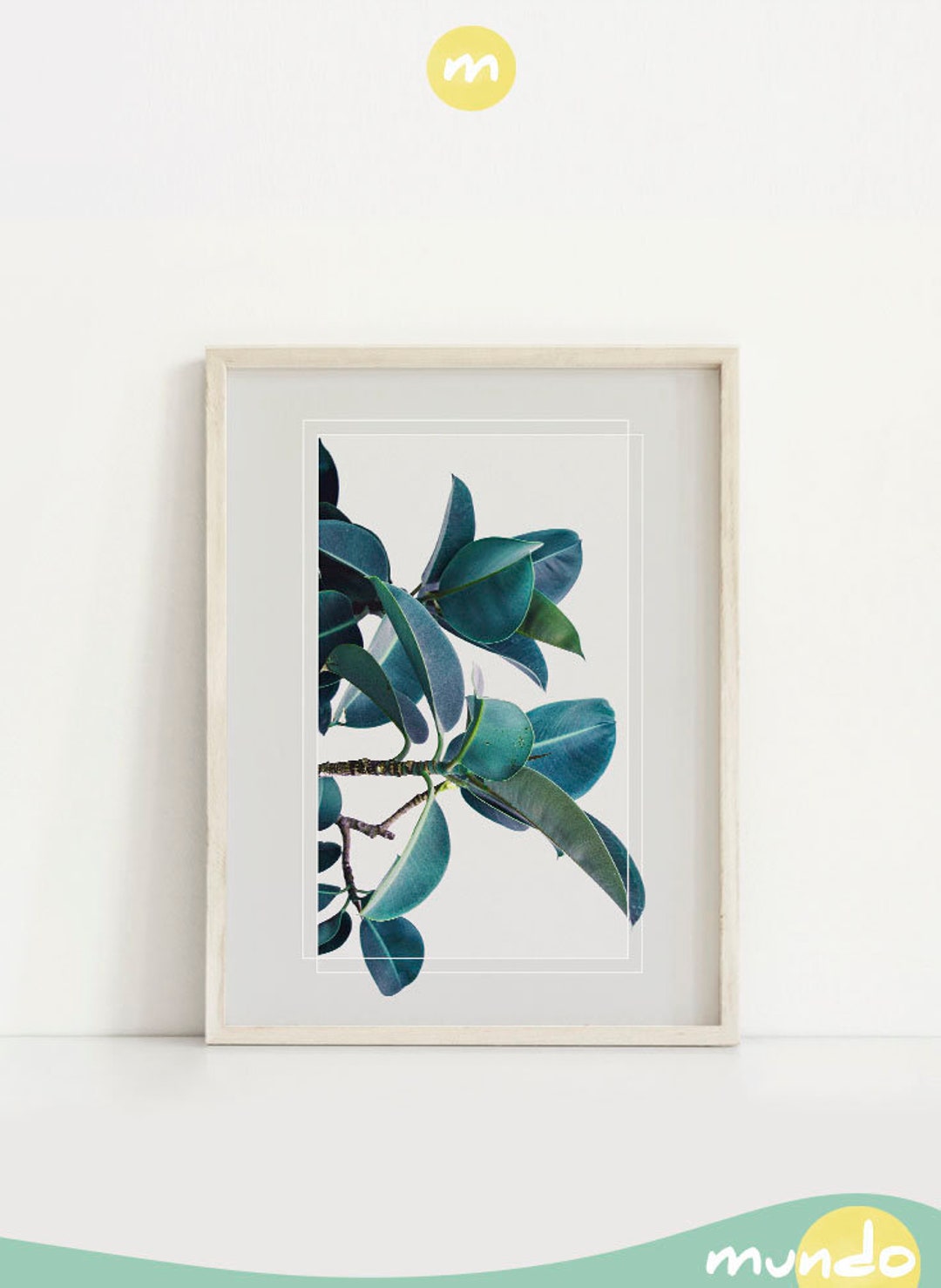 Printable Blue Leaves Wall Art for Above Bed Decor. Indigo Etsy