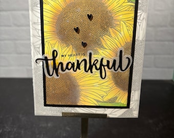 Tournesol fait main Mon coeur est reconnaissant Carte de voeux