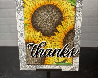 Carte de voeux de remerciement fait main tournesol