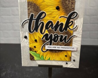 Tournesol fait main Merci, vous êtes une carte de voeux réfléchie