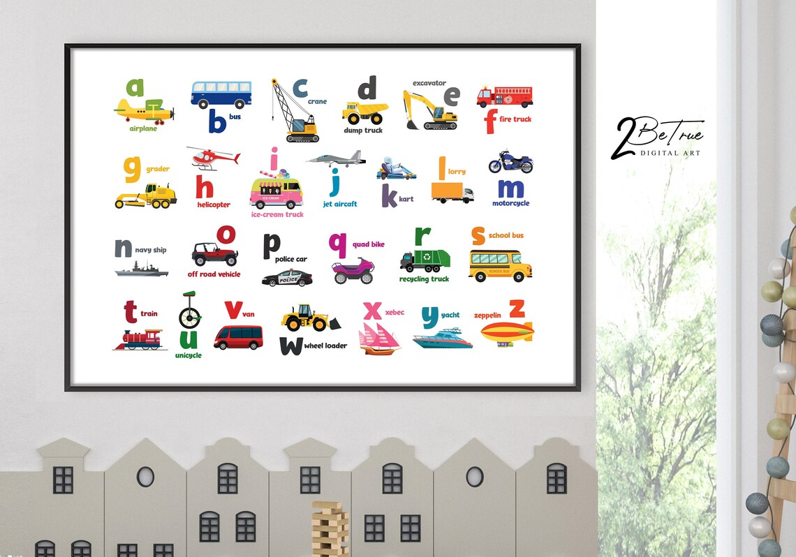 Alphabet Horizontal Printable Poster Transportation Alphabet - Etsy