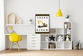Numbers Printable Poster, construction yellow black color digger, Wall art Boy Playroom, kids art, 123 printable poster